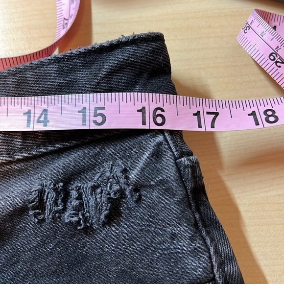 High-Waisted Button-Fly O.G.Straight Raw-Hem Jean Skirt Size 12 - Picture 8 of 10